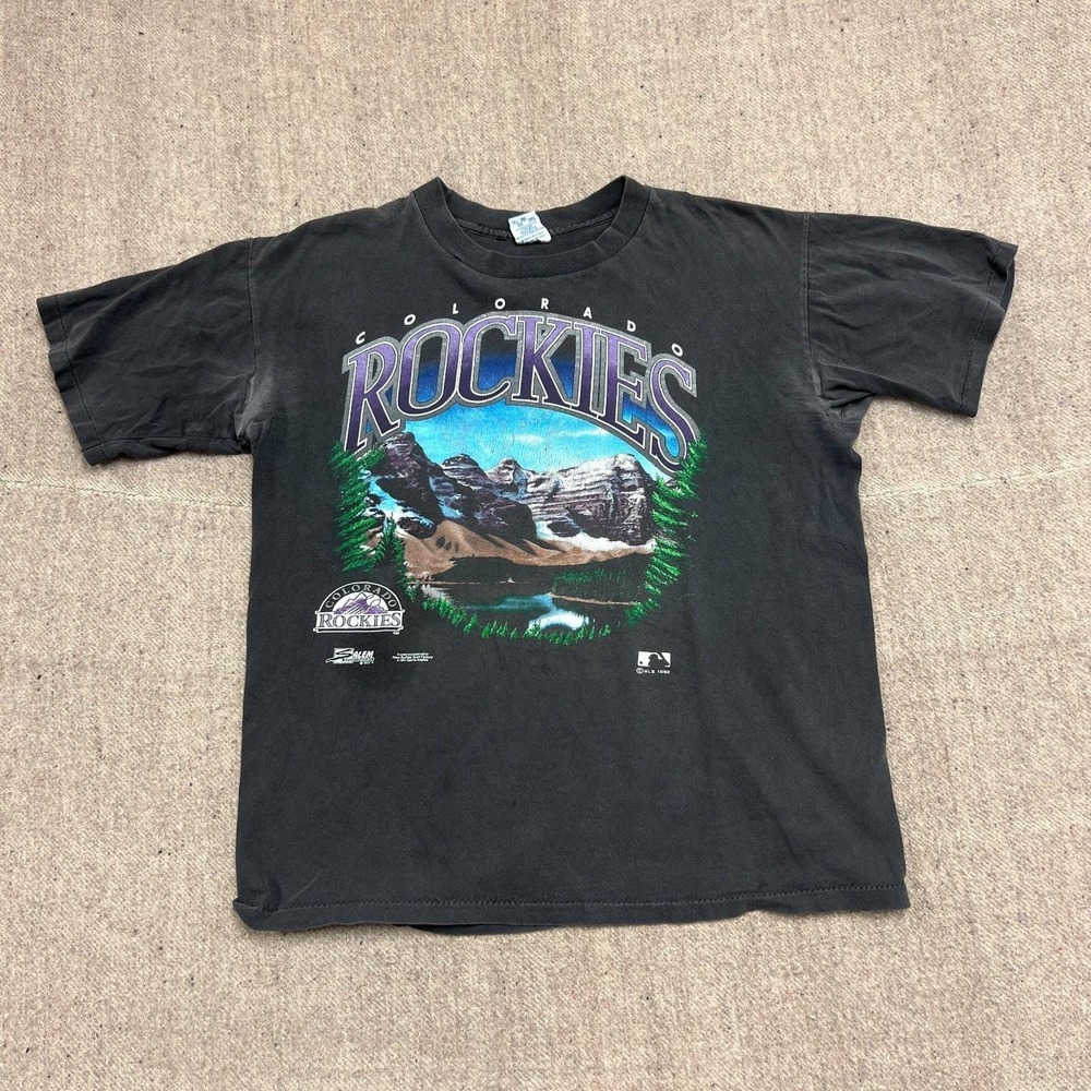 Vintage Colorado Rockies Shirt Mens Large Black 1990s Salem USA MLB